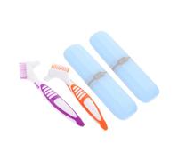 FRCOLOR 2ensembles Brosse De Nettoyage Pour Prothèses Dentaires Brosse De Voyage Portable à Double Face Avec Boîte De Rangement Ensemble Créatif De Deux Pour Entretien Facile Et