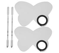 FRCOLOR 2ensembles Palette De Mélange Acier Inoxydable Pour Vernis à Ongles Et Maquillage Avec Spatule Et Bâtonnet Mélangeur Compact Et Pratique