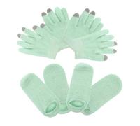 FRCOLOR 2paires Hydratants pour Mains Sèches et Chaussettes Hiver avec Gel Tactiles Compatibles Écrans pour Femmes de Nuit Vert
