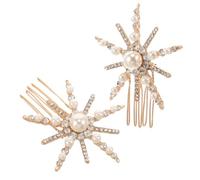 FRCOLOR 2Pcs Alliage De Tournesol En Alliage En Alliage De Poils Perle Peigne Côté Peigne Accessoires De Cheveux Pour Mariée