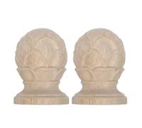 FRCOLOR 2pcs Fleurons de Poteau D'escalier en Bois Non Finition, Décorations Élégantes D'ananas pour Mobilier et Embouts Décoratifs, Finition Lisse pour Salon et Décoration Maison