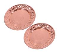 FRCOLOR 2pcs Plateau Rond Vintage en Acier Inoxydable pour Desserts et Apéritifs, Design Élégant et Facile à Nettoyer, Plateau Métallique Multifonction pour Maison