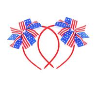 FRCOLOR 2pièces Accessoires Patriotiques Pour Cheveux De Bandeaux De Indépendance à Nœud Pour Femmes Et Garçon Fille Accessoires Pour Cheveux