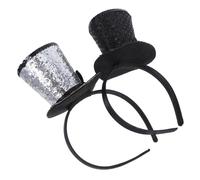 FRCOLOR 2pièces Bandeau Chapeau Forme Argenté Serre-tête à Paillettes pour Femmes et Filles Accessoire de Fête pour Halloween et Mardi Gras