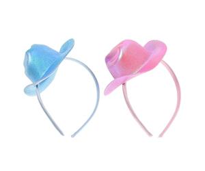 FRCOLOR 2pièces Bandeaux pour Cheveux de Petites Filles Accessoires de Tête Mini Chapeau Forme Irisé Bandeau de Fête Pince à Chapeau Déguisement pour Goûter et Événements
