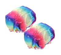 FRCOLOR 2pièces Bonnet de Douche Double Couche Imperméable pour Cheveux Longs Réutilisable et Lavable Élastique pour Femmes pour Voyage ou Maison