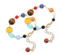 FRCOLOR 2pièces Bracelet Planète Système Solaire Pierre Naturelle Bijoux Univers Galaxy Pour Femmes Hommes Réglable