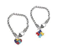 FRCOLOR 2pièces Bracelets Puzzle Autisme Alliage De Zinc Charm Bracelets Uniques Pour Sensibilisation Cadeau Significatif Pour Garçon Fille Et Autistes De Poignet Confortables Et Durables