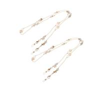 FRCOLOR 2pièces Chaîne Lunettes Perles Beige Stable Cordon Facile à Installer Pour Femmes Loisirs Et Sport