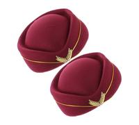 FRCOLOR 2pièces Chapeau Hôtesse De Air Accessoire De Costume Pour Femmes Rouge Vin Orné Écusson Confortable Pour Spectacles Et Événements Formels