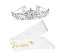 FRCOLOR 2pièces Couronne Et Ceinture De Bal Pour Femme Ensemble De Accessoires De Costume De Bal Pour Mariage Soirée Banquet