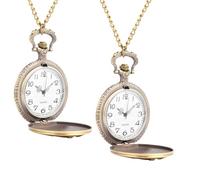 FRCOLOR 2pièces Montre Vintage à Quartz pour Femme Cadran Classique avec Chiffres Gravés de Roses Pendentif de Montre de Poche Rétro