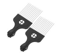 FRCOLOR 2pièces Peigne Pick Afro Acier Inoxydable Peigne Coiffant Pour Cheveux Longs Épais Et Bouclés Manche Ergonomique Pour Coiffage Confortable