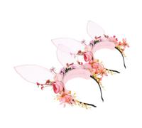 FRCOLOR 2pièces Serre-tête Oreilles De Lapin Avec Couronne De Fleurs Lot Pour Pâques Anniversaire Cosplay Ou Séance Photo