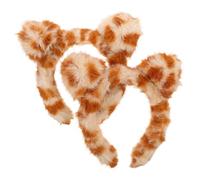 FRCOLOR 2pièces -tête Oreilles De Chat Imprimé Léopard Lot De Moelleux Pour Maquillage Spa Soins Peau Femmes Et Filles