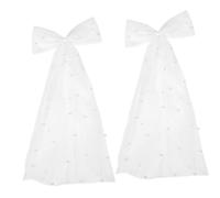 FRCOLOR 3 Ensembles Accessoires De Cheveux De Voile Perle De Mariée Femme Arcs Noeud Cheveux Pinces À Cheveux Accessoire De Cheveux De La Mariée Veil Bow Hair Clips Dentelle 2 Pièces * 3