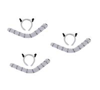 FRCOLOR 3 Ensembles Queue De Bandeau Animal Bandeau D'oreille De Carnaval Queue De Costume D'animal Queue D'animal Déguisement Queue Et Oreilles De Laveur Oreille D'ours Arc Peluche