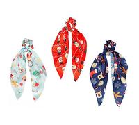 FRCOLOR 3 Pcs Banderoles De Noël Femmes Barrettes Porte-Queue De Cheval De Cheveux De Noël Bandeau Gros Élastiques À Cheveux Épingles À Cheveux Strass Nœuds Pour Cheveux Perles