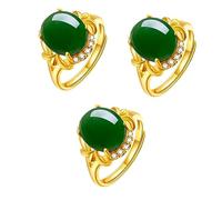 FRCOLOR 3 Pièces anneau réglable anneau de queue ouvert bague en pierre anneaux femmes articulation femmes bagues unique trend bague décorative Anneau de doigt bague de mode jade Green