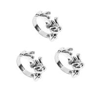 FRCOLOR 3 Pièces Bague Ouverte Ajustable avec Totem de Chat Rétro pour Design Élégant et Créatif pour Toutes Occasions