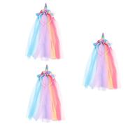 FRCOLOR 3 Pièces Bandeau en maille licorne pour enfants élastiques à cheveux pour bébé cerceau de cheveux scintillant bandeaux de mode jolie coiffe cerceau de cheveux pour enfants Engrener