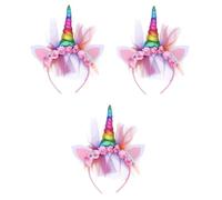 FRCOLOR 3 Pièces bandeau licorne pour enfants cerceau de cheveux de licorne coiffe de licorne casque de licorne