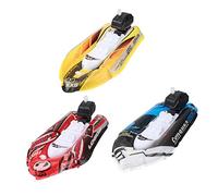 FRCOLOR 3 pièces Bateau Gonflable Mini à Remonter de Bain pour Garçon Fille Aquatique Drôle Bleu Rouge Jaune
