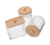 FRCOLOR 3 pièces Boîte à Coton Tiges Plastique Transparent Carrée avec Couvercle Étanche Distributeurs pour Salle de Bain Rangement Visible et Protection Humidité Accessoire de Pratique