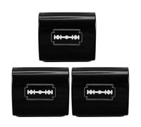 FRCOLOR 3 pièces Boîte de Rangement Lames Rasoir Étui Recyclage Lame Rasoir Boîte Compacte pour Salon de Coiffure Design Léger et Fond Amovible Noir avec Motif