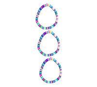 FRCOLOR 3 Pièces Bracelet Boho Coloré Polymère Bracelet Amoureux pour Couple Elastique Étanche et Décoloration Accessoire Empilable Femme et Homme