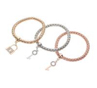 FRCOLOR 3 Pièces Bracelet Pendentif Clé Bijoux Pour Femmes Bracelet Extensible Pour Femme Chaîne Réglable Bijoux Femme Accessoires De Serrure à Clé Alliage De Zinc