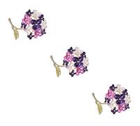 FRCOLOR 3 Pièces Broch D'hortensia Point Pour Les Vêtements Revers Broche Épingle à Fleurs Pour Vêtements Épingle à Linge Fleur Alliage De Zinc