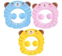 FRCOLOR 3 pièces Chapeau de Bain Ajustable pour Garçon Fille Ensemble de Accessoires de Étanches Rose Jaune Bleu pour Protéger Oreilles Lors Lavage des Cheveux