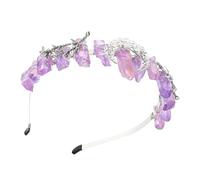 FRCOLOR 3 Pièces Couronne De Cristal Naturel Bandeaux De Mode Bandeau De Sirène Bandeau à Quartz Bandeaux Pour Femmes Bande De Cheveux De Maquillage Diadèmes Pour Les Filles Violet,mauve