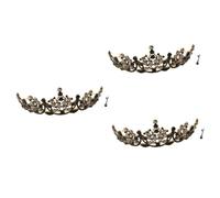 FRCOLOR 3 Pièces Couronne hair charms wedding decorations reine de strass classique noir baroque diadèmes noirs en strass diadème noir diadèmes baroques bandeau diadème de mariée Black