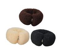 FRCOLOR 3 pièces Hair Donut Bun Maker Nylon avec Boucle Accessoires Pratiques pour Chignon Femme Outils Longs pour Volumineuses et Faciles à Réaliser Noir