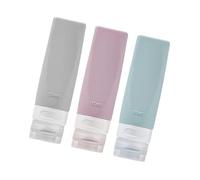 FRCOLOR 3 pièces Lot de Flacons de Voyage Souples pour Shampooing et Lotion Bouteilles Compressibles Réutilisables pour Cosmétiques Petits Contenants Étanches pour Toilette et Soins