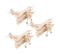 FRCOLOR 3 pièces Maquette Avion Bois DIY Puzzle à Peindre et Assembler pour Garçon Fille Jeu Créatif et Éducatif Kit Modèle Avion Trois Ailes Bois Naturel