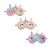 FRCOLOR 3 pièces Masques pour Yeux Masques de Sommeil Forme de Licorne Bandeaux Amusants pour Garçon Fille Kit de Couleurs Parfaits pour Sieste Voyages Couleur Aléatoire Couleur Aléatoire