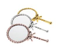 FRCOLOR 3 Pièces Miroir à Main Vintage avec Long Manche Électroplaqué Compact et Portable Accessoire de Maquillage Élégant et Décoration Intérieure