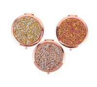 FRCOLOR 3 pièces Miroir de Poche Mini avec Éclatants Compact Rond Portable avec Miroir Grossissant pour Maquillage à Domicile et Extérieur