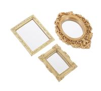 FRCOLOR 3 pièces Miroirs Miniatures Dorés Baroques Décoratifs pour Maison de Poupée Accessoires Miniatures Délicats pour Décoration Intérieure