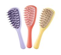 FRCOLOR 3 pièces Peigne de Massage Cheveux avec Dents Épaisses et Poignée Brosse Démêlante pour Homme et Femme Soin Chevelu et Stimulation Croissance Couleurs Rouge Jaune