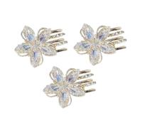 FRCOLOR 3 Pièces pince à cheveux fleur peigne accessoires pour cheveux nappe fille hairpin hair clip perles pince à griffes de fleurs pinces à cheveux griffe fleur alliage de zinc Golden