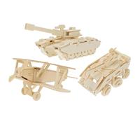 FRCOLOR 3 pièces Puzzle Bois Jeu Construction Créatif Éducatif DIY Garçon Fille Garçon Fille Bois Écologique Autonomie