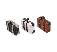 FRCOLOR 3 Pièces Scale Wooden Mini Luggage for Tiny Faux Leather Briefcase Decor for Miniature Scenes and Collectibles