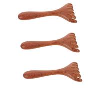 FRCOLOR 3 Pièces Six-claw Wooden Meridian Massage Comb For Foot Eye Facial Relaxation Broad Tooth Scalp Massager With Extended Handle For Acupressure And Circulation Improvement