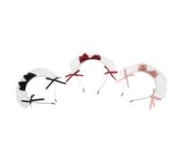 FRCOLOR 3pièces Bandeaux à Nœud Lolita Dentelle Accessoire de Coiffure Cosplay pour Femmes Bandeau à Nœud Style Soubrette pour Déguisement ou Fête Gothique