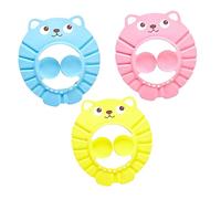 FRCOLOR 3pièces Bonnet de Douche pour Garçon Fille avec Cache-oreilles Souris Protection Shampoing Lot de Rose Jaune Bleu