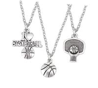 FRCOLOR 3pièces Collier Avec Pendentifs De Basket Pour Couples Basketball Panier Aime Basketball Pour Hommes Et Femmes